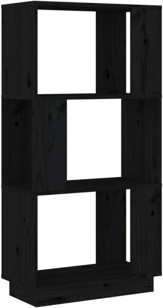 Bücherregal/Raumteiler Schwarz 51x25x101 cm Massivholz Kiefer