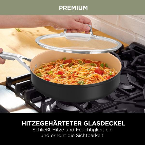 Ninja Extended Life 28cm Keramik-Wok, Wokpfanne antihaftbeschichtet (ohne PFAs, PFOAs, Blei, Cadmium), geeignet für Induktion, Edelstahlgriff, Ofenfest bis 285 °C, Terrakotta & Grau, CW90928DE Bild 8