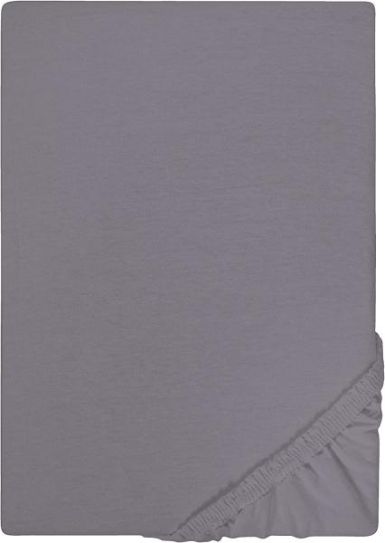 Biberna Jersey-Stretch Spannbettlaken Spannbetttuch 140x200 cm - 160x200 cm Silber - Grau