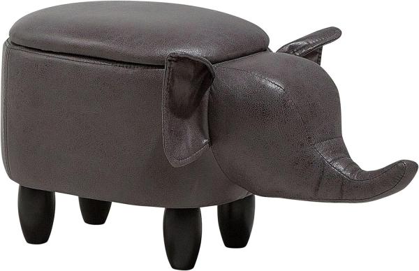Beliani Pet pouffe with storage dark gray eco leather ELEPHANT
