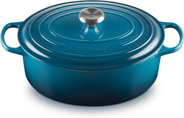 Le Creuset Bräter 'Signature' , Gusseisen , Oval, für alle Herdarten und Induktion geeignet, Deep Teal, 31,0 cm