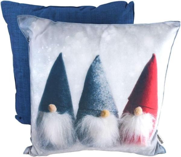 Outdoor Kissen 45x45cm wetterbeständig aus 8 Weihnachts-Motiven wählbar Deko Wichtel farbig