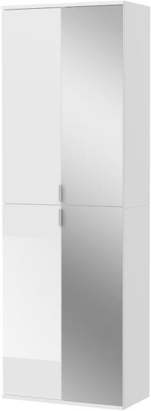 Stauraumschrank mit Spiegel SystemX in weiß Hochglanz 60 x 193 cm