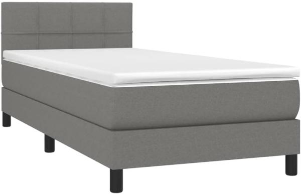 Boxspringbett mit Matratze & LED Dunkelgrau 100x200 cm Stoff (Farbe: Grau)