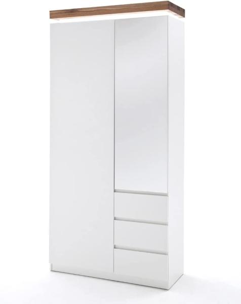 Garderobenschrank Romana 1 matt weiß 91x198x38 cm LED Kleiderschrank