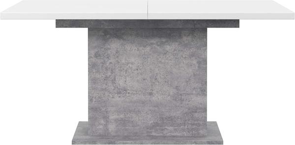 FORTE Dining Tables Esstisch ausziehbar, Holzwerkstoff, Betonoptik Lichtgrau / Weiß, 90 x 160 x 76,6 cm