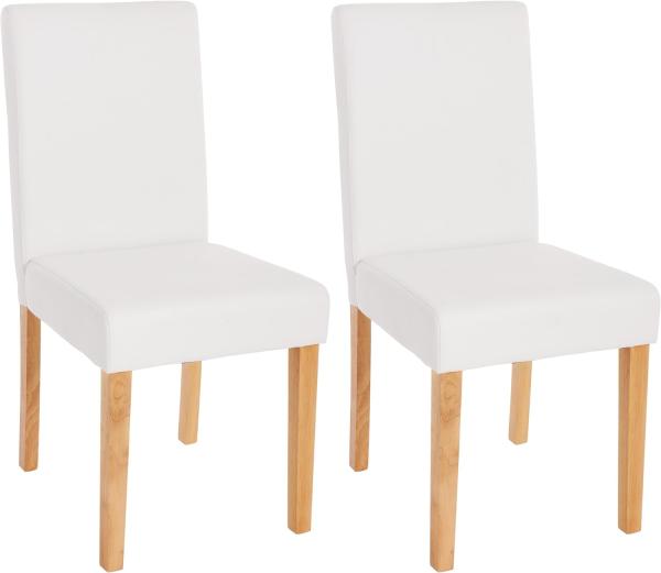 2er-Set Esszimmerstuhl Stuhl Küchenstuhl Littau ~ Kunstleder, weiß matt, helle Beine