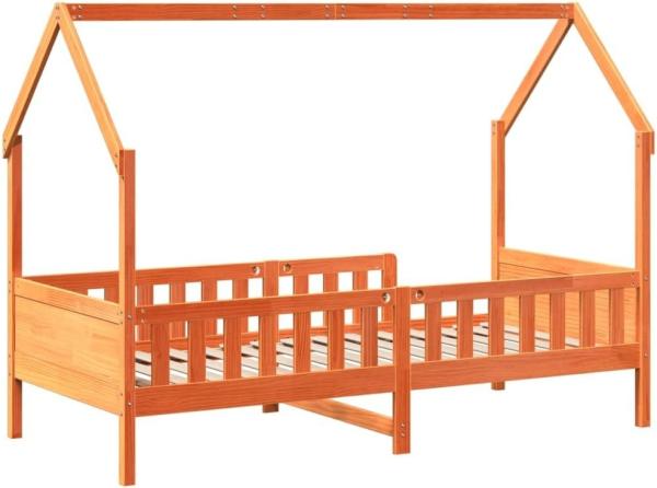 Kinderbett Hausbett Wachsbraun 80x200 cm Kiefer 850706 Bild 6