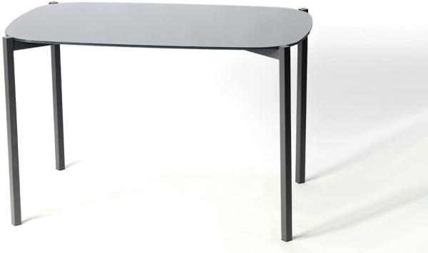 Tisch VERONIQUE Glasplatte Stahlgestell dunkelgrau 120x90 cm