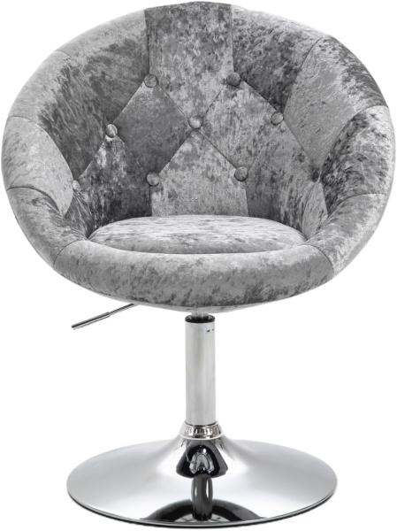 SVITA Havanna Premium Stuhl Lounge Clubsessel Drehsessel Samt-Optik glänzend Retro Silber Bar-Stuhl Schalenstuhl