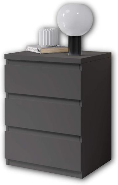 OLLI Nachttisch mit drei Schubladen in Graphit - Moderner Nachtschrank mit Stauraum für Ihr Bett - 45 x 61 x 38 cm (B/H/T)