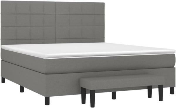 Boxspringbett mit Matratze Dunkelgrau 180x200 cm Stoff (Farbe: Grau)