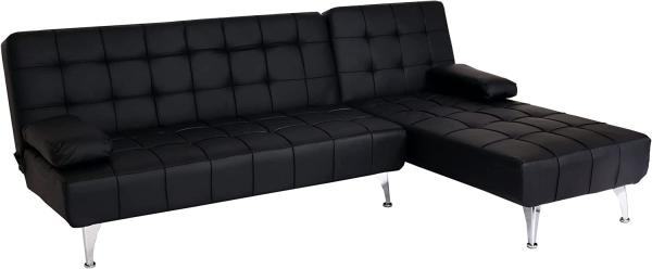 Schlafsofa HWC-K22, Couch Ecksofa Sofa, Liegefläche links/rechts Schlaffunktion 236cm ~ Kunstleder schwarz