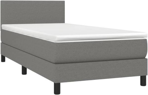 vidaXL Boxspringbett mit Matratze Dunkelgrau 100x200 cm Stoff