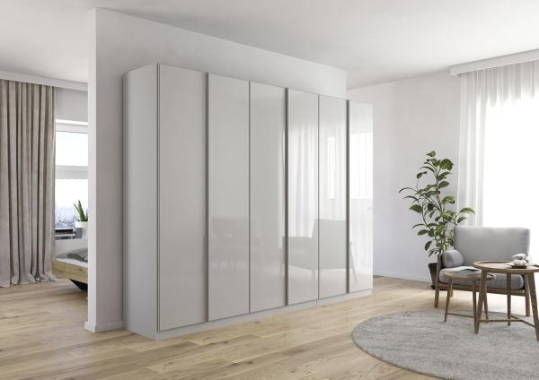 Drehtürenschrank >Modesty< in Glas seidengrau / seidengrau - 271x210x54 (BxHxT)