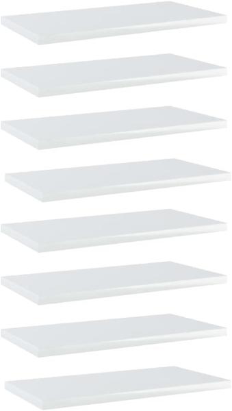 vidaXL Bücherregal-Bretter 8 Stk. Hochglanz-Weiß 40x20x1,5 cm