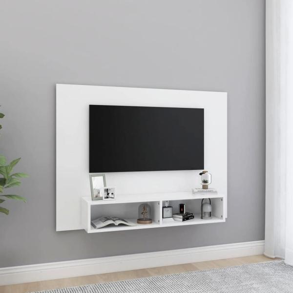 TV-Wandschrank Weiß 120x23,5x90 cm Spanplatte, Mit Beleuchtung [808269]