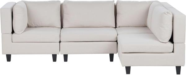 4-Sitzer Ecksofa Leinenoptik hellbeige linksseitig UNSTAD