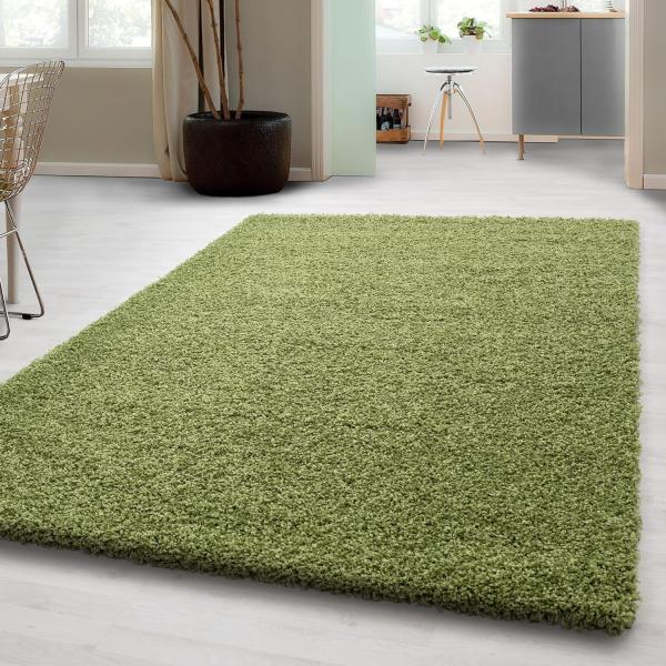 Carpetsale24 Shaggy Hochflor Teppich Wohnzimmer 300x400 cm Grün Modern - Teppich Flauschig, Extra Weich, Pflegeleicht und einfarbig - für Schlafzimmer, Esszimmer - Ideal als Küchenteppich