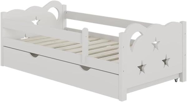 Livinity 'Jessica' Kinderbett, inkl. Bettschublade, Rausfallschutz, Weiß, 140x70 cm, modern