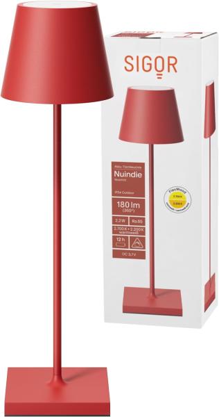 LED Tischleuchte, rot, Aluminium, Touchdimmer, Akku, H 38 cm
