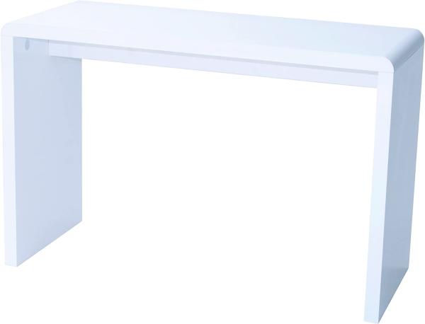 Prana - moderner Schreibtisch, Schminktisch, Bastelltisch, abgerundete Kanten, weiss hochglanz