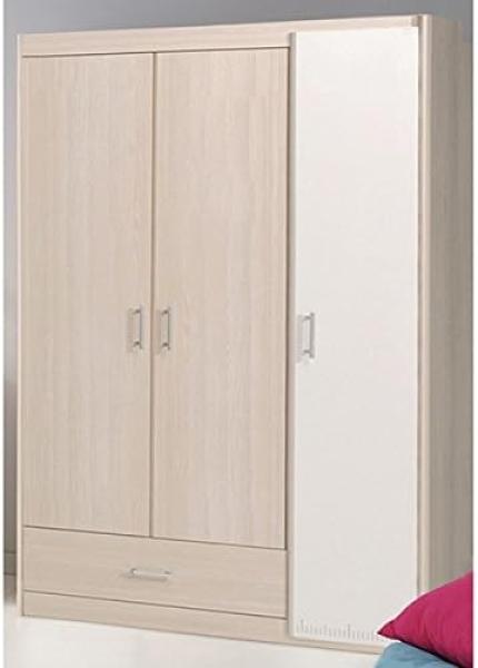 Kleiderschrank Charly 20 Parisot 3-trg Akazie beige - weiß B 112 cm - H 179 cm - T 52 cm