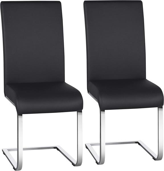 Yaheetech Esszimmerstühle 2er Set Esszimmerstuhl Schwingstuhl Freischwinger, 135 kg belastbar schwarz Kunstleder