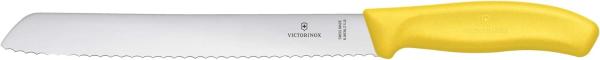 Victorinox, Swiss Classic, Profi Brotmesser, Extra Scharfe Klinge, Wellenschliff, 21 cm, Robuster Kunststoffgriff, Rostfreier Stahl, gelb