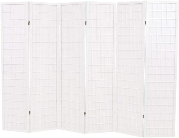 6-tlg. Raumteiler Japanischer Stil Klappbar 240 x 170 cm Weiß