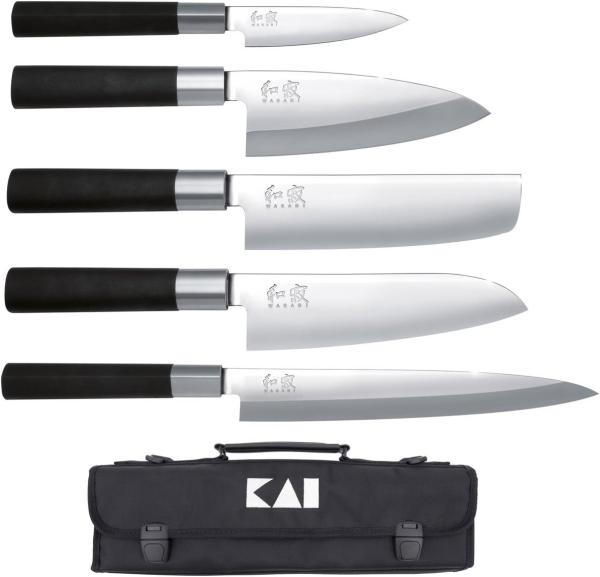 Kai Wasabi Black Messertasche mit 5 Messer, Messeraufbewahrung, Messeretui, DM-0781JP67