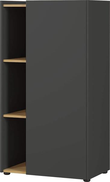 Germania Aktenschrank 2976-549 GW-Austin, in Graphit/navarra-Eiche-Nachbildung, mit offenen Fächern und abgesenktem Oberboden, 62x115x42 cm (BxHxT)