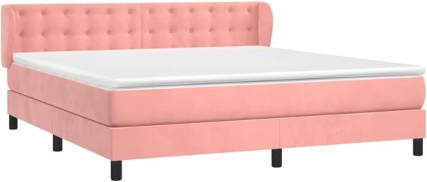 vidaXL Boxspringbett mit Matratze Rosa 180x200 cm Samt