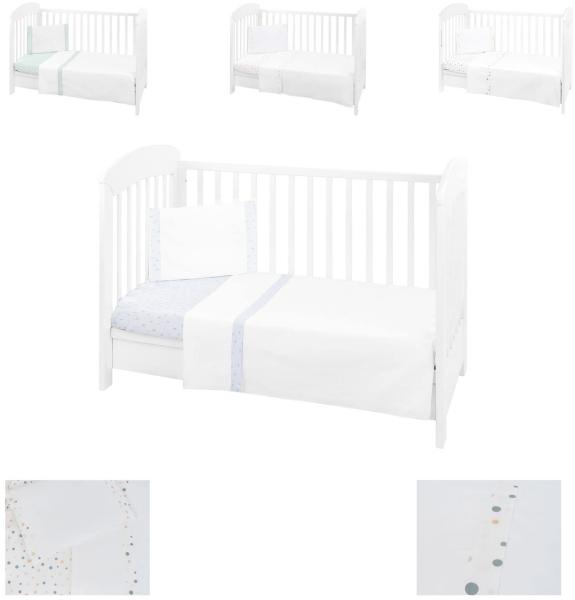 Kikkaboo Kinderbettwäsche 3tlg Decke 100 x 160 Kissen 55 x 35 Laken 120 x 60 cm weiß