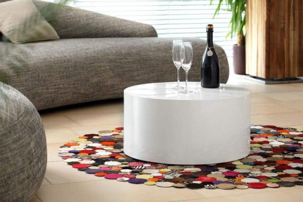 Tisch Couchtisch Durchmesser 60 cm Rund MDF/Weiß
