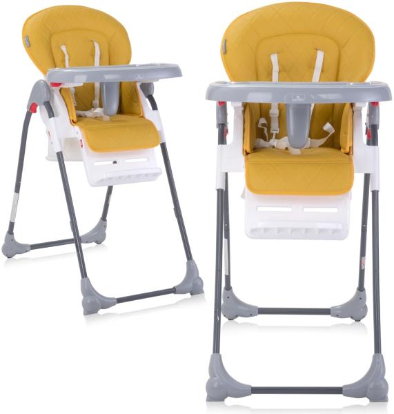 Lorelli Kinderhochstuhl Dulce Sitzhöhe verstellbar, faltbar, 5-Punkt-Gurt, Korb gelb