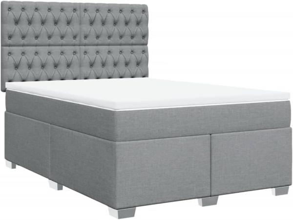 Boxspringbett mit Matratze Hellgrau 140x190 cm Stoff 3292790