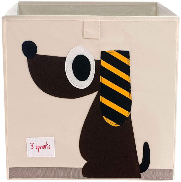 Aufbewahrung im Kinderzimmer | Spielzeugbox mit Hund, 33 x 33x 33 cm, von 3 sprouts