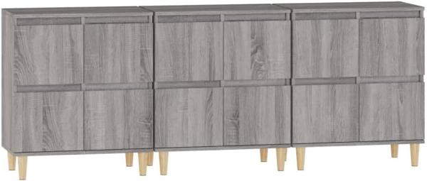 Sideboards 3 Stk. Grau Sonoma 60x35x70 cm Holzwerkstoff (Farbe: Grau)