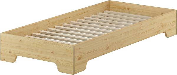 Erst-Holz Stapelbares Jugendbett in kompakter Form 80x190 Massivholz Kiefer mit Rollrost