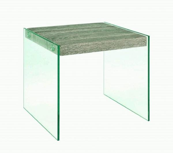 Beistelltisch 87795, Holz/Glas, ca. 40x40 cm