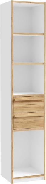 Standregal >SMARTROOM< in Weiss / Catania Eiche - 44,4x215x42cm (BxHxT)