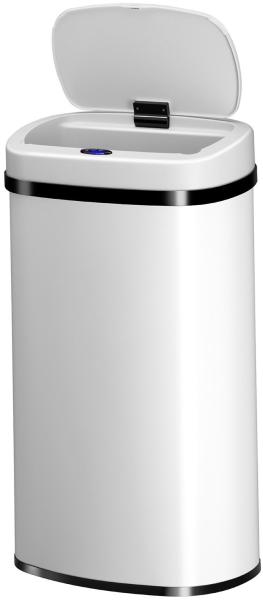 Juskys Automatik Mülleimer mit Sensor 60L - elektrischer Abfalleimer, Bewegungssensor, automatischer Deckel, wasserdicht, rechteckig, Küche - Weiß