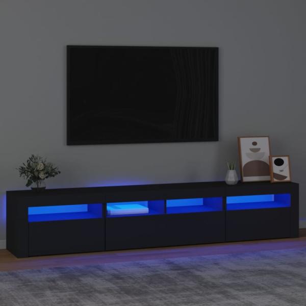 TV-Schrank mit LED-Leuchten Schwarz