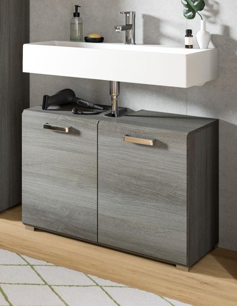 Waschbeckenunterschrank Grigio in Rauchsilber grau 80 cm