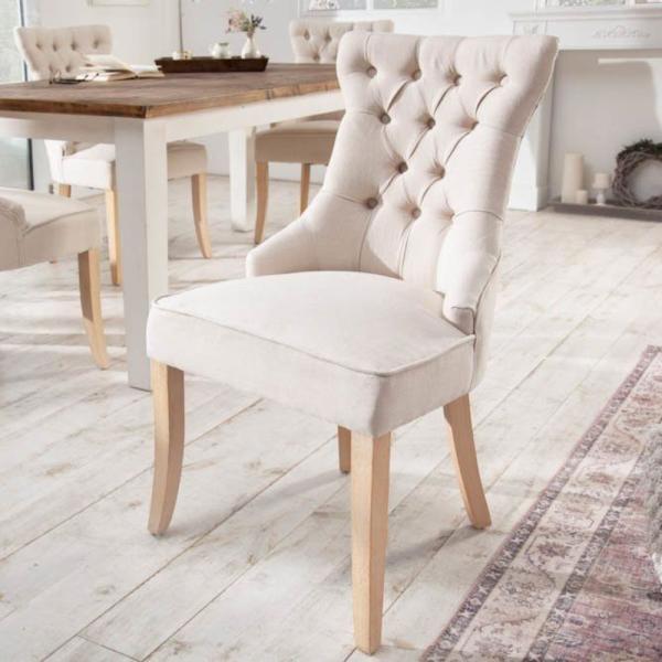 Edler Stuhl MODAN beige Leinen mit Komfortgriff