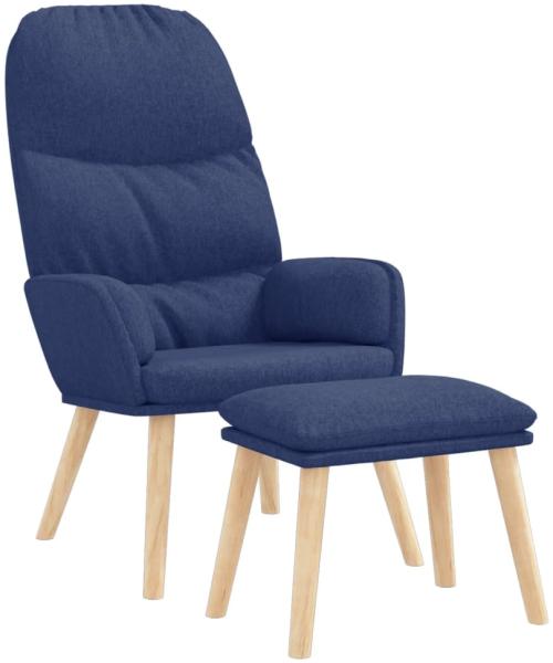 vidaXL Relaxsessel mit Hocker Blau Stoff [3097346]