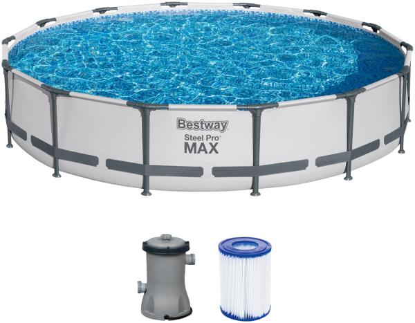 Steel Pro MAX™ Frame Pool Set mit Filterpumpe Ø 427 x 84 cm, lichtgrau, rund