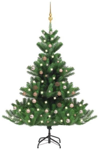 vidaXL Künstlicher Weihnachtsbaum Nordmann LED & Kugeln Grün 150 cm, Mit Beleuchtung [3077645]