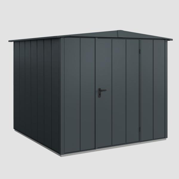 Hörmann Ecostar Aktionsangebot Metall-Gerätehaus Elegant mit Satteldach Typ 2, 238 x 238 cm , anthrazitgrau, 5,7 m²,1-flüglige Tür